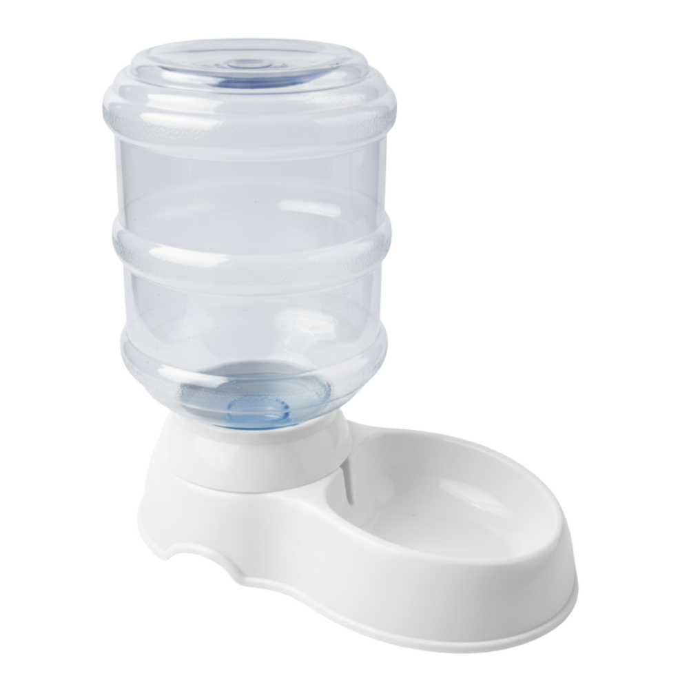Pet water bottle and feeder on a white background
