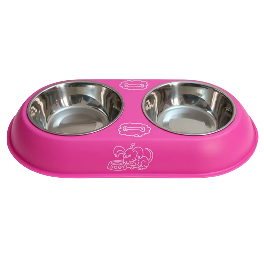 Stainless Steel Double Small Dog and Cat Food Bowl 30CM.