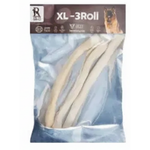 Packaged dog chew product labeled 'XL-3Roll' with a blue background
