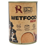 Can of Rich Excellence Wetfood Beef for dogs on a white background