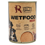 Can of Rich Excellence Wetfood Beef for dogs on a white background