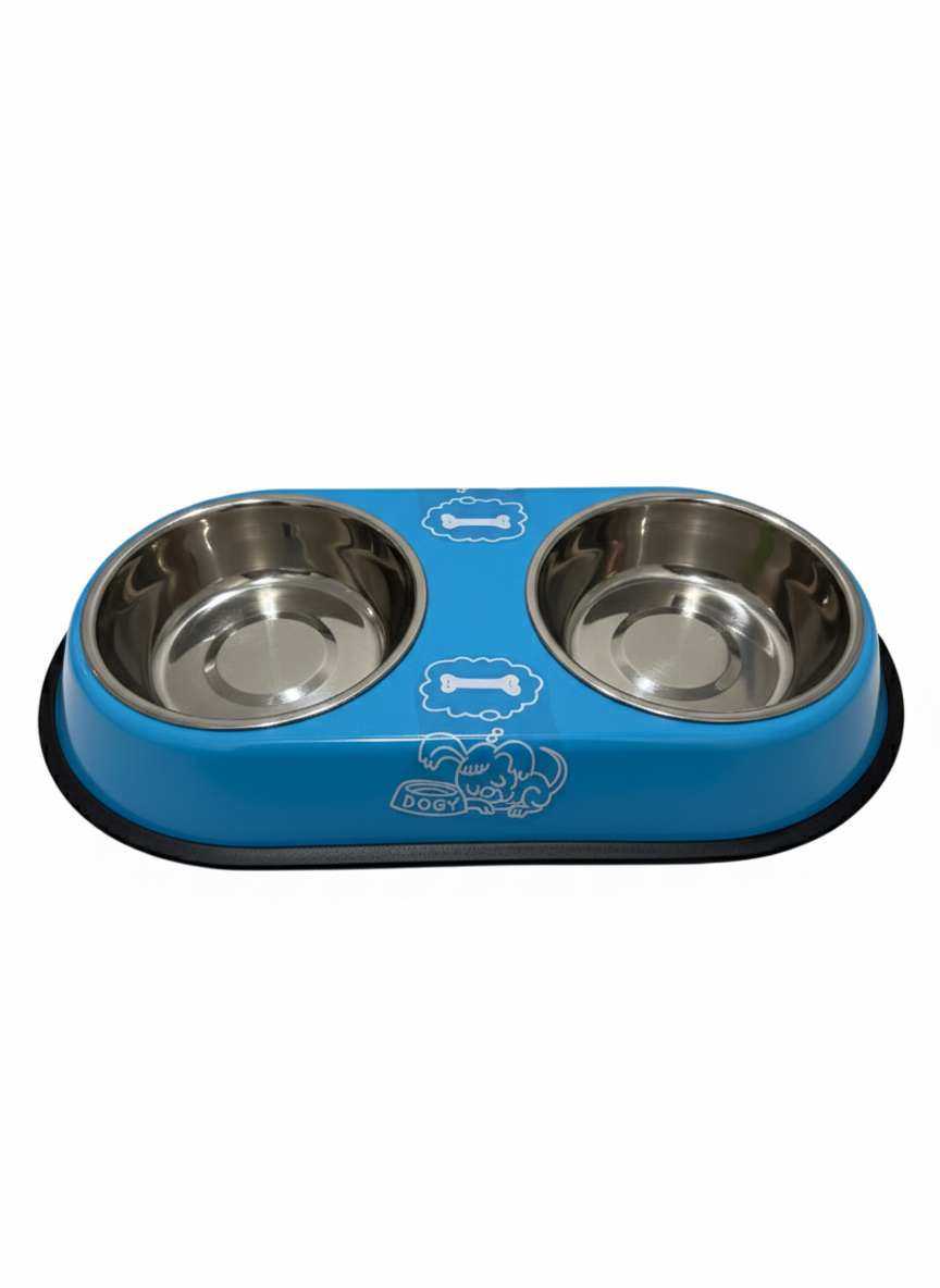 Stainless Steel Double Small Dog and Cat Food Bowl 40CM