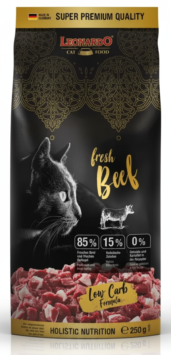 Leonardo GF and holistic Dry Food For adult Cats With Fresh Beef 250 gr.