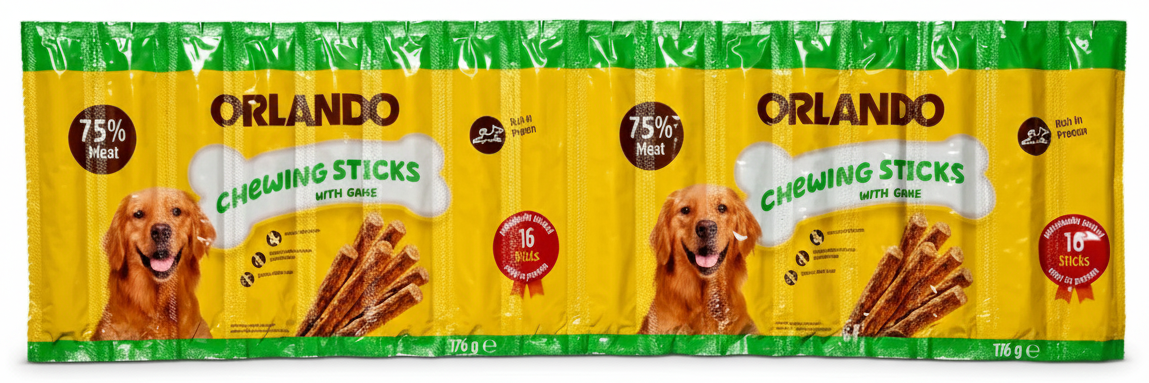 Orlando Dog Chewing Sticks with Game 16 Sticks 176g