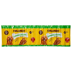 Packaging of Orlando Chewing Sticks for dogs with images of dogs and treats on a yellow background.