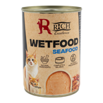 Can of Rich Excellence Wetfood Seafood for cats on a white background