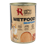 Can of Rich Excellence Wetfood Seafood for cats on a white background