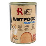 Can of Rich Excellence Wetfood Seafood for cats on a white background