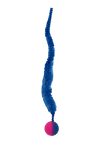 Blue cat toy with a pink ball on a white background