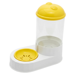 Pet feeder with yellow top and bowl on a white background