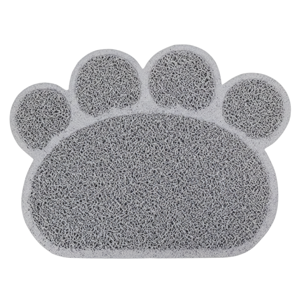 Gray paw-shaped sponge on a white background