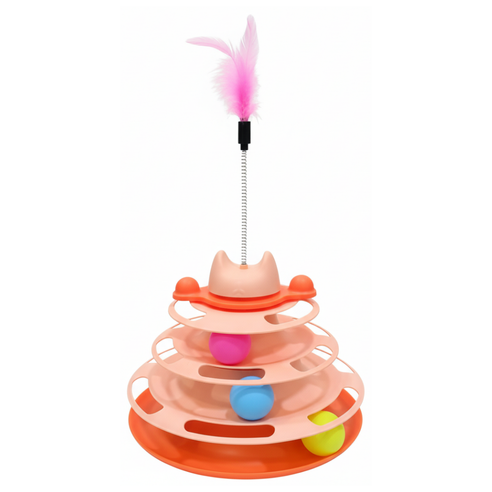 Cat Toys - Cat Roller - 4 Layers - Balls and Feather Wand.