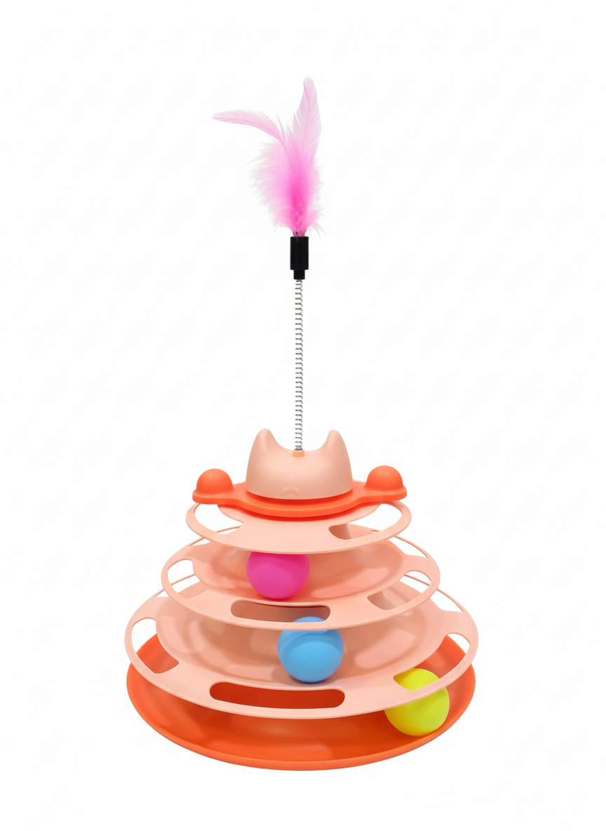 Cat Toys - Cat Roller - 4 Layers - Balls and Feather Wand.