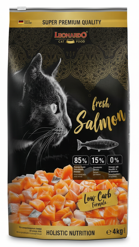 Leonardo GF and holistic Dry Food For adult Cats With fresh salmon 4 Kg.