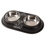 Stainless Steel Double Small Dog and Cat Food Bowl 40CM Petfast.shop Generic Bowls & Feeders Cat Dog Kitten Puppy Supplies petfast.shop Egypt PST3034S BLACK 310.00