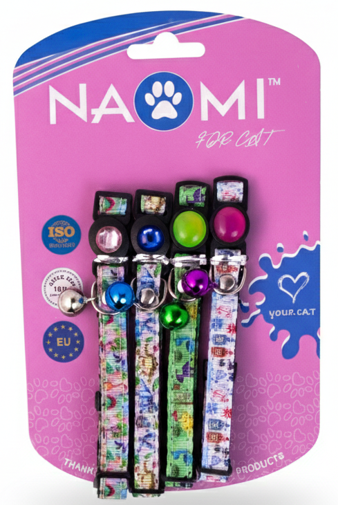 Naomi XS Assorted Cat Collars with Bells 4 per pack