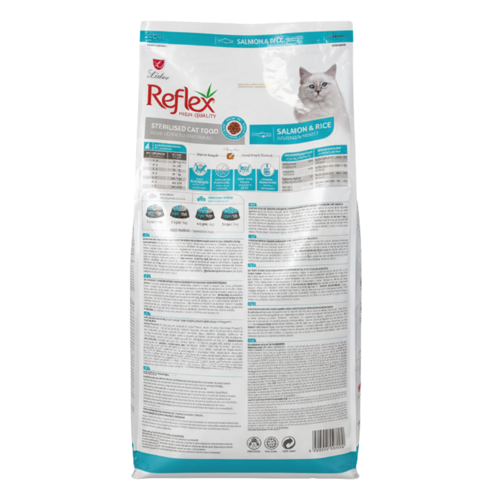 Reflex Adult Cat With Salmon Sterilised & Rice 15kg.