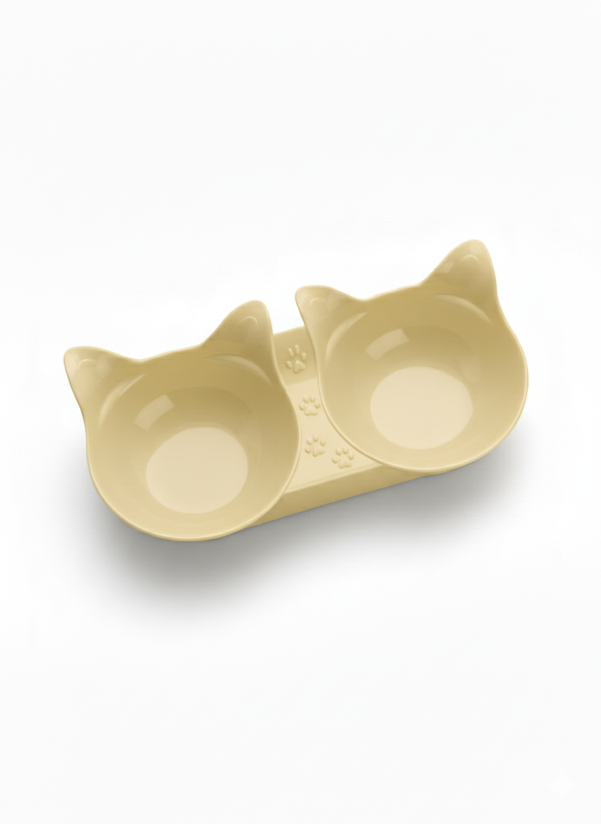 Pet Cat Head Double Bowl