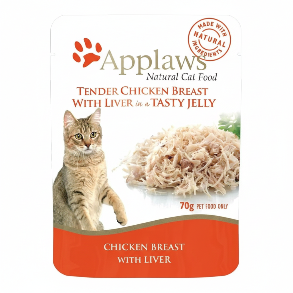 Applaws Natural Chicken Breast with Liver in Tasty Jelly Wet Cat Food Pouch -70g.
