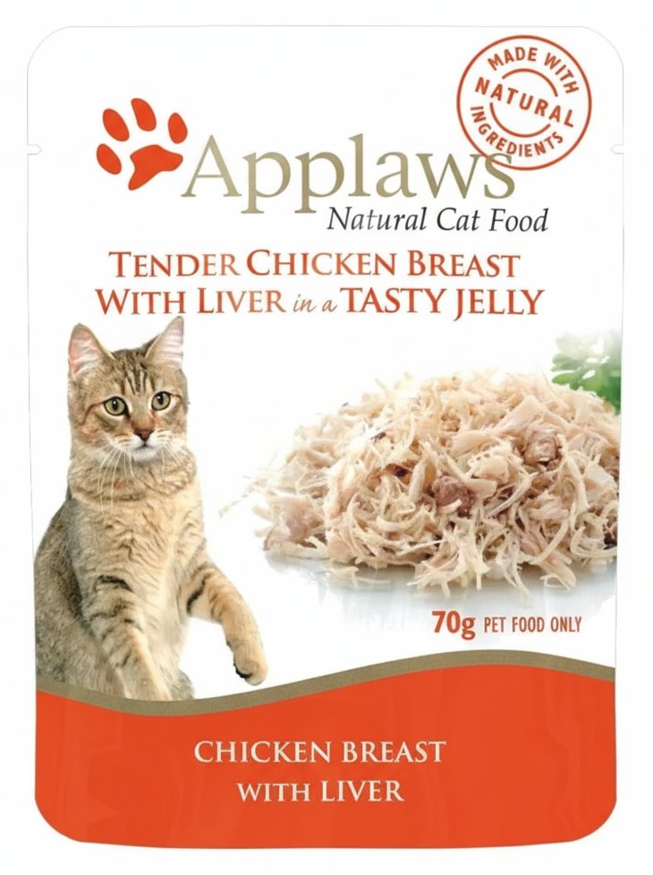 Applaws Natural Chicken Breast with Liver in Tasty Jelly Wet Cat Food Pouch -70g.