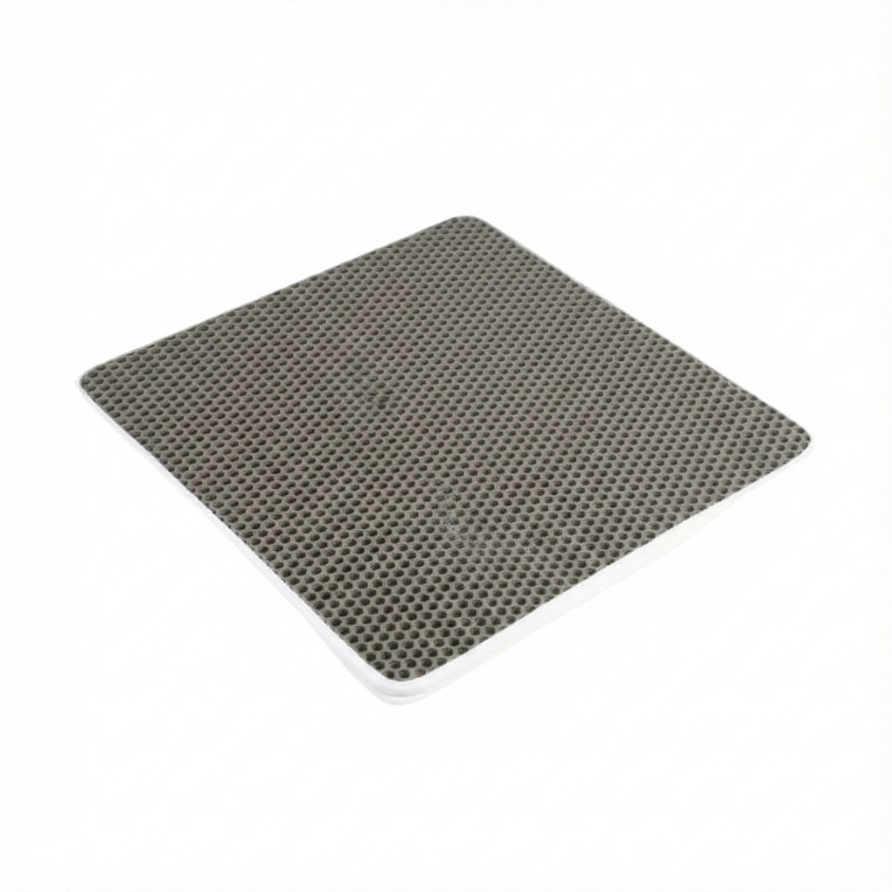 Gray textured square mat on a white background