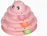 Cat Toy Roller 3-Level Turntable Cat Toy Balls With Three Colorful Balls Yellow and Blue