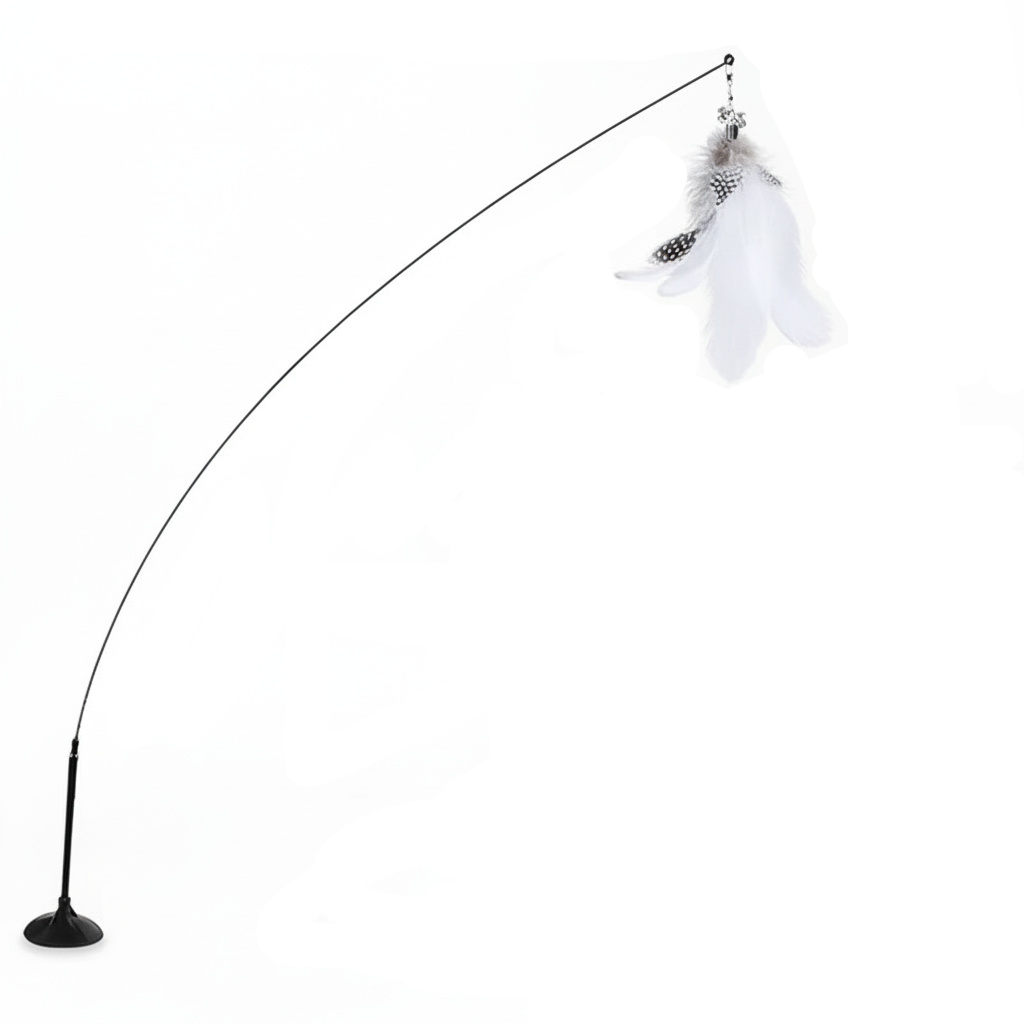 Interactive cat toy steel wire with feather.