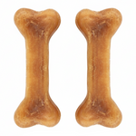 Two dog bone treats on a white background