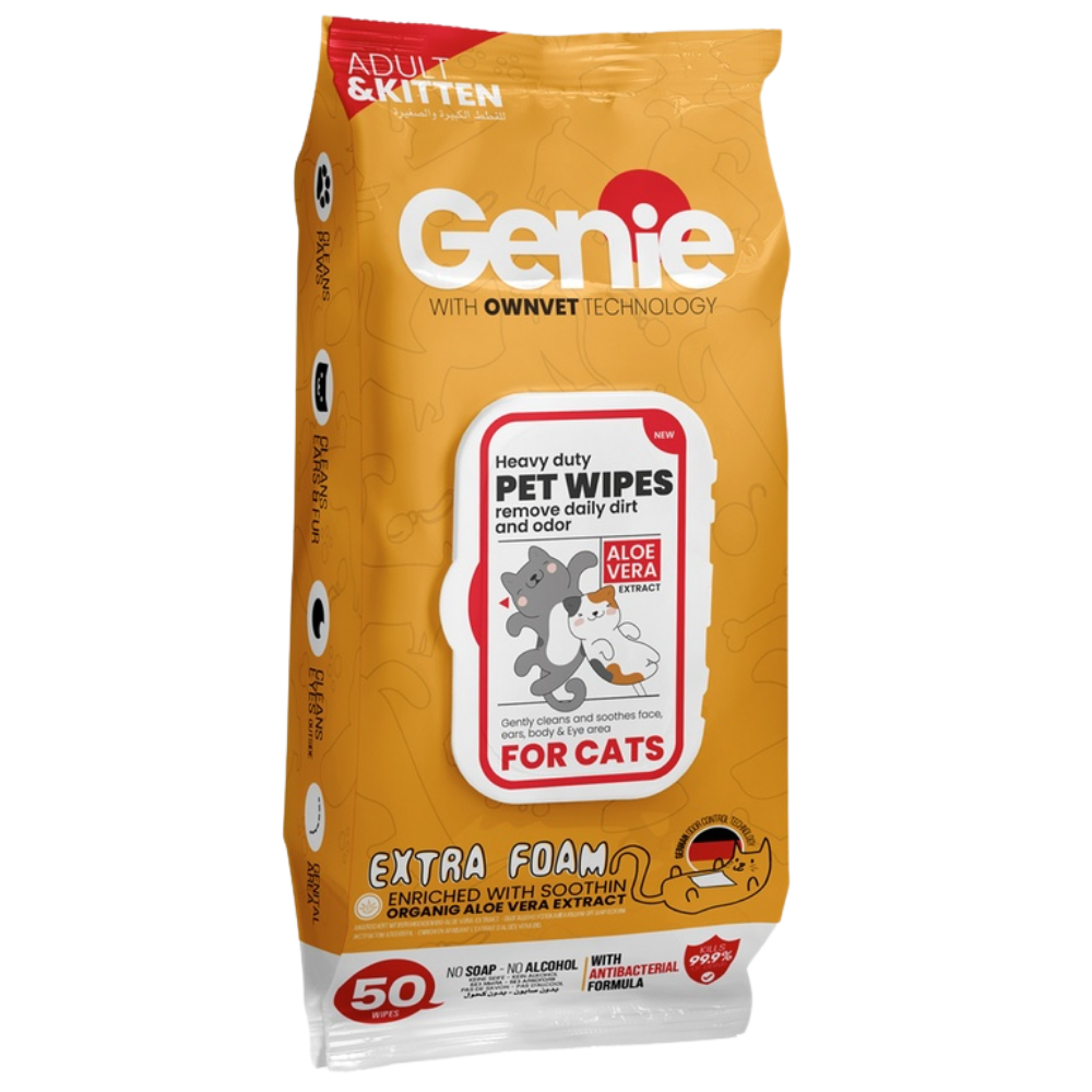 Genie Cats Wipes 50 Wipes Petfast.shop Genie Cat Grooming Wipes & Waterless Grooming petfast.shop Egypt 85.00