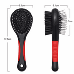 Two grooming brushes with measurements on a white background