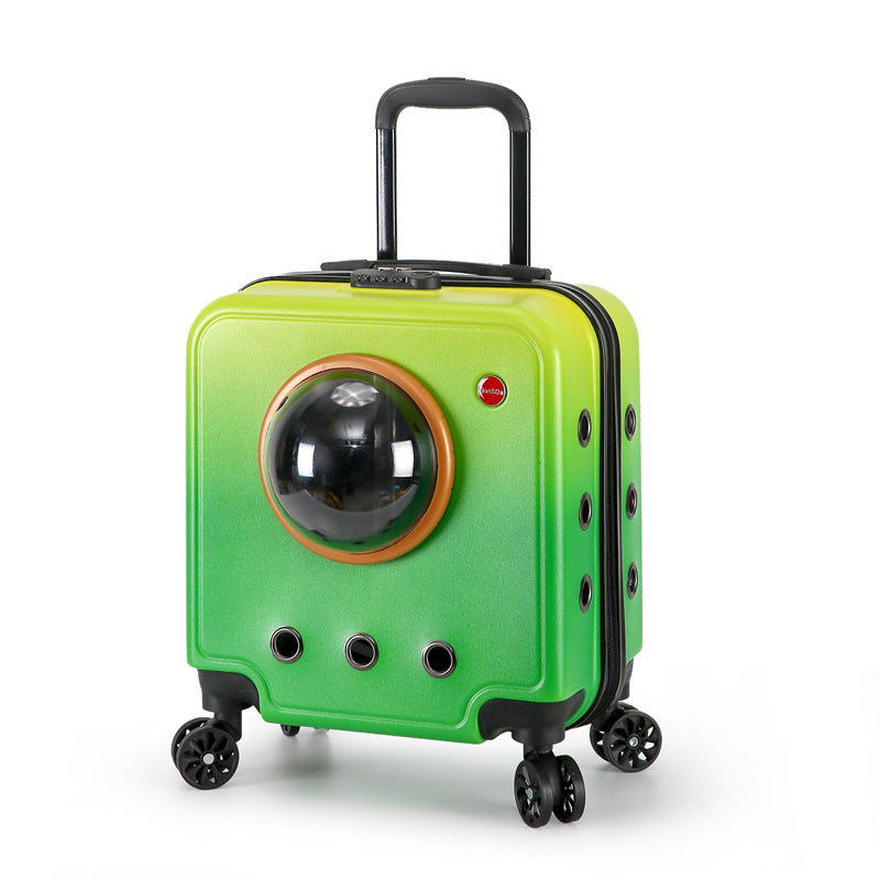 Dog Carrierswith Wheels and Handle up to 10 kg Flat tie Rod Green.