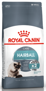 Royal Canin Hairball care cat food bag on a white background