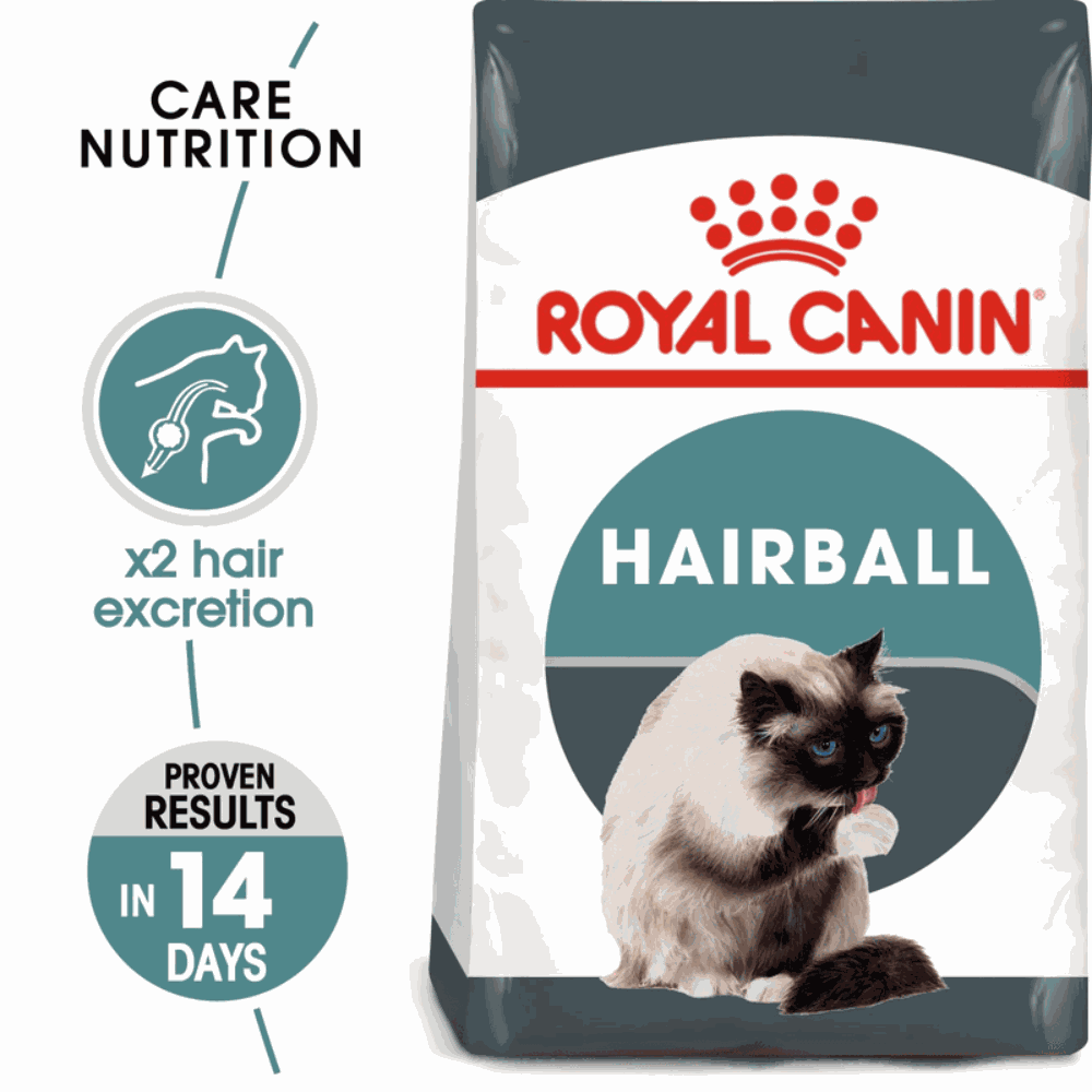 Royal Canin Hairball Care All Breeds Adult Cat Food.
