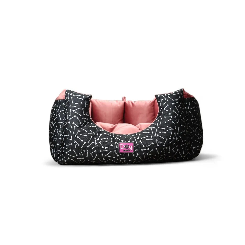 Petmoda Bone Pattern small Bed Black and Cashmere 50*45.