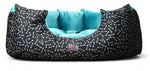 Petmoda Bone Pattern Medium Bed Black and Light Blue Plush for Dog 65*50.