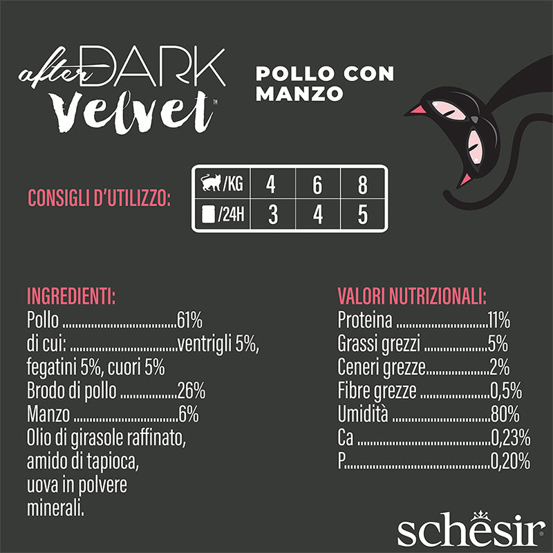 Schesir after dark Pollo con manzo in mousse 80g in busta.