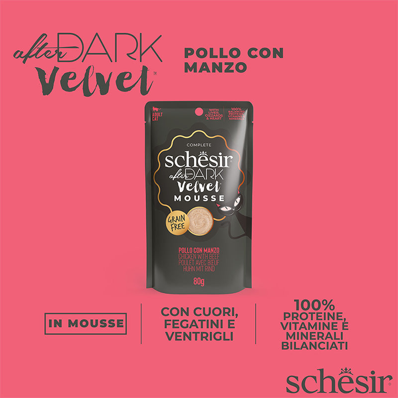 Schesir after dark Pollo con manzo in mousse 80g in busta.