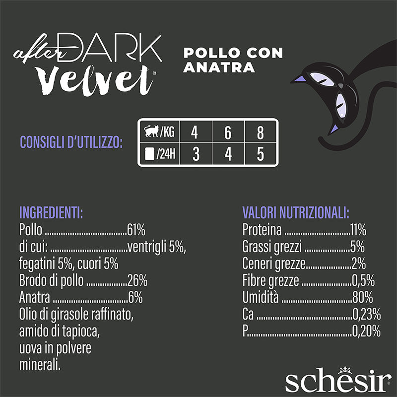 Schesir after dark Pollo con anatra in mousse 80g in busta.