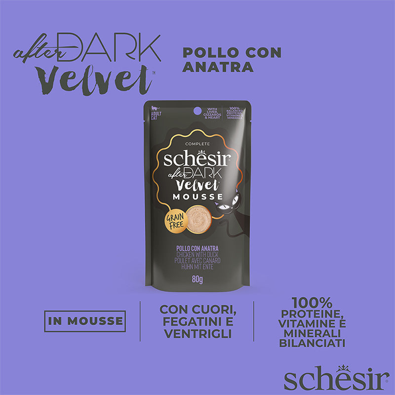 Schesir after dark Pollo con anatra in mousse 80g in busta.