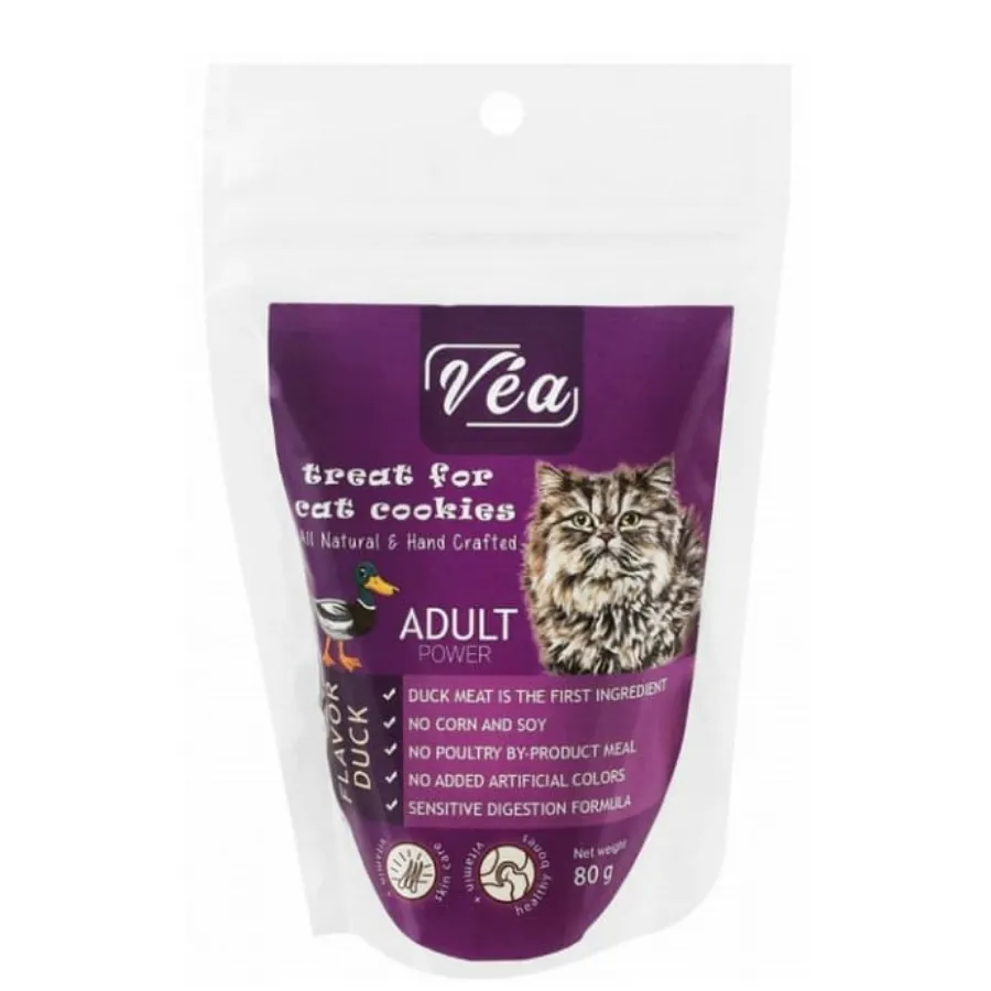 4x Vea Cat Treat Cookies Turkey,Chicken,Duck And Salmon Flavor 80g