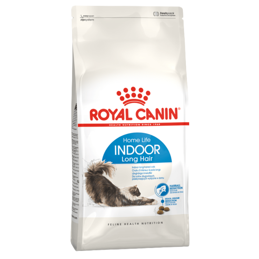 Royal Canin Indoor Long-Hair Adult Cat Food.