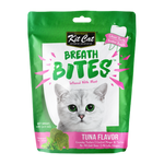 Green package of Kit Cat Breath Bites for cats on a white background
