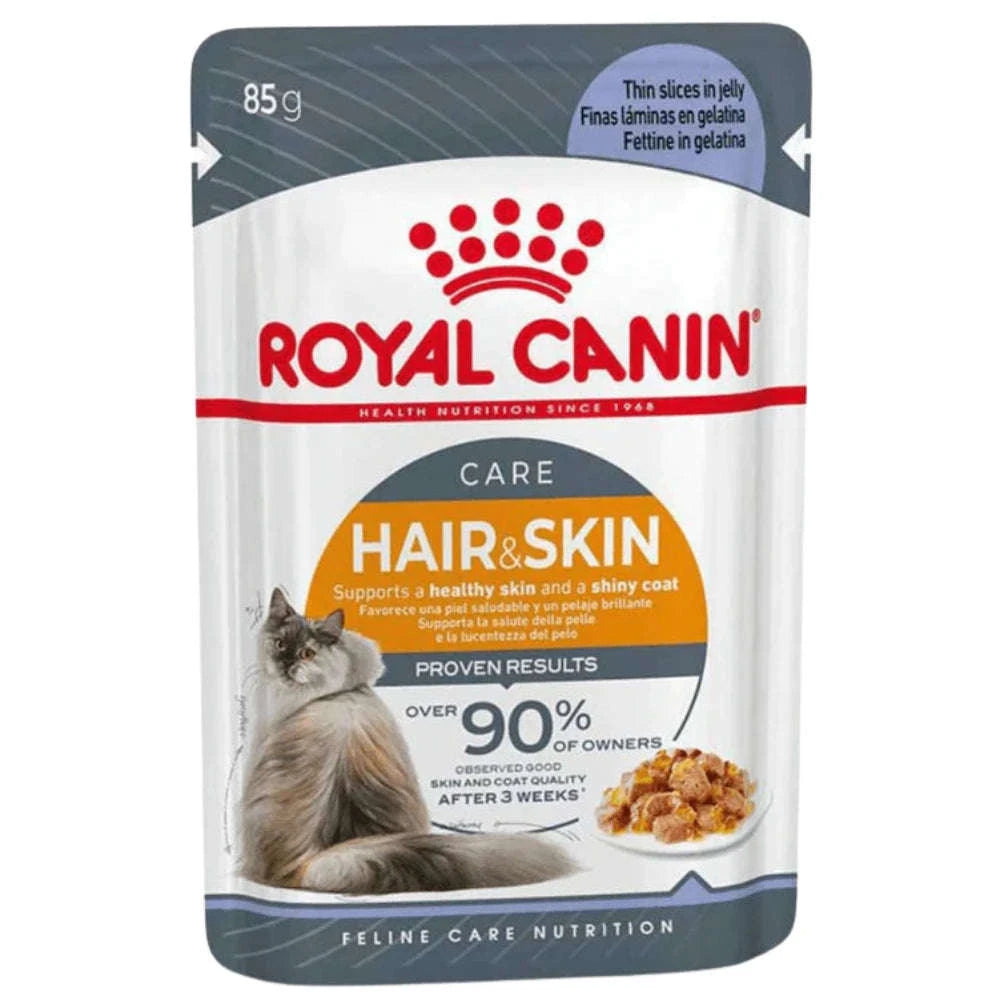 Royal Canin Hair & Skin care cat food pouch packaging