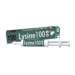 Mervue Lysine 100 supplement packaging with syringe on a white background