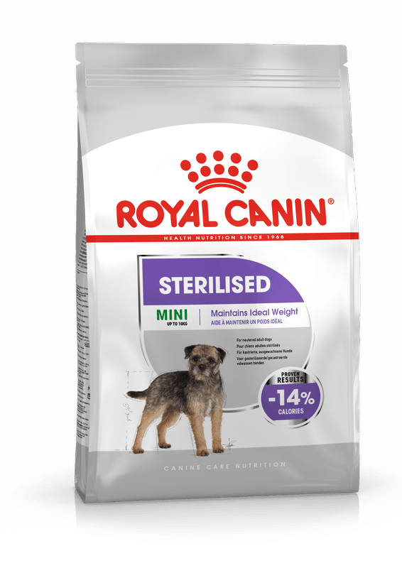 Royal Canin Mini Sterilised Small Breed Adult Dog Food.