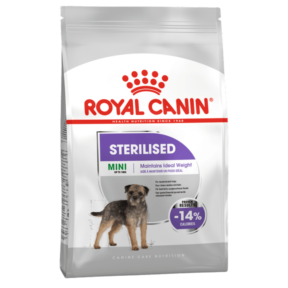 Royal Canin Mini Sterilised Small Breed Adult Dog Food.