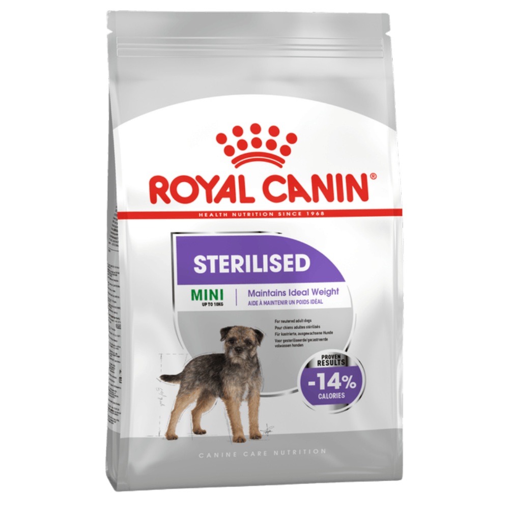 Royal Canin Mini Sterilised Small Breed Adult Dog Food.