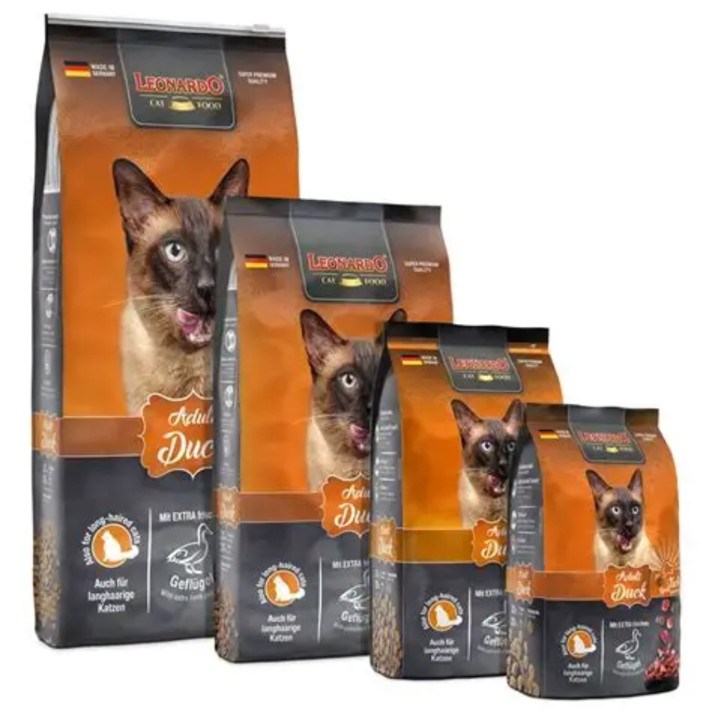 Leonardo cat food packages with images of cats on a white background