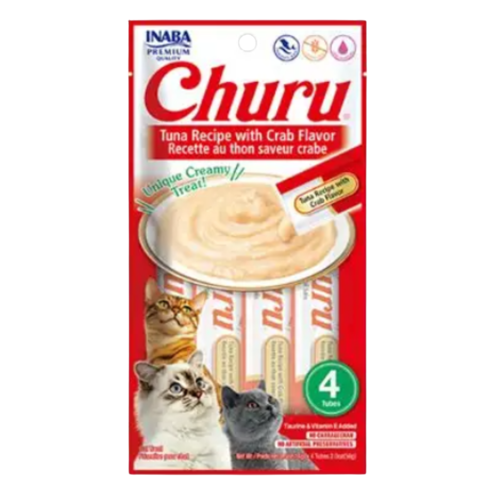 INABA Churu cat treat package with images of cats on a white background