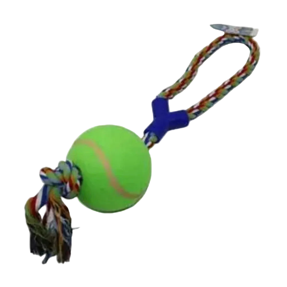 Tennis Ball With Rope Dog Toy.